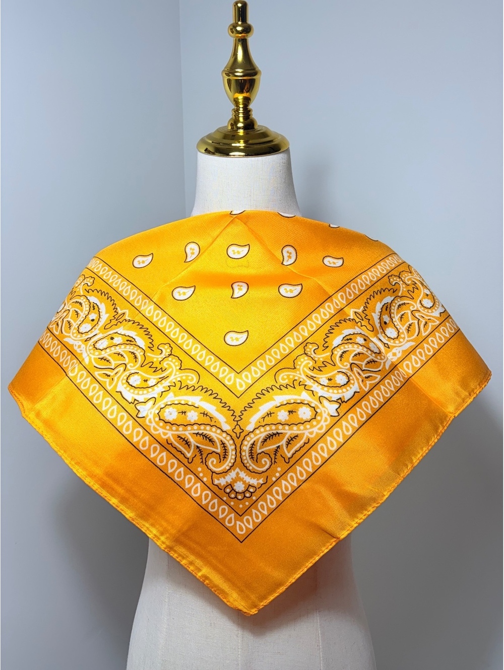 Vibrant Dark Yellow Paisley Bandana Scarf - New Without Tags